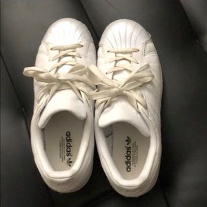 All white adidas superstar